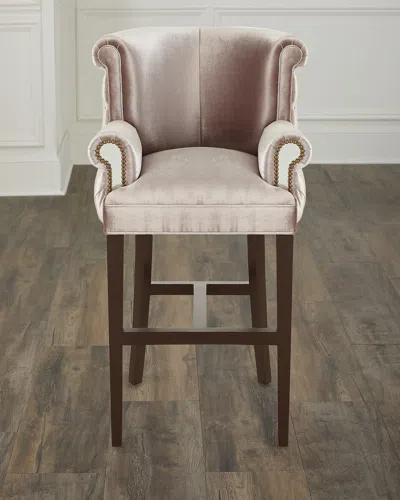 Haute House Eva Mirror Trim Counter Stool - 27" In Brown