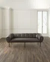 Haute House Graham Leather Sofa, 99" In Silver