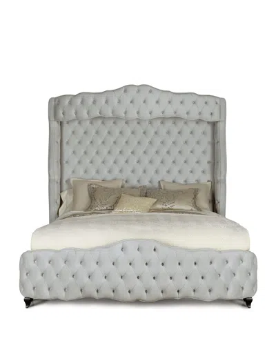 Haute House Grand Chez Tufted King Bed In Silver Gray