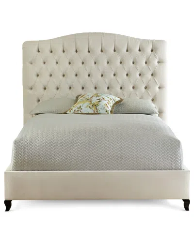 Haute House Harper Tufted Ivory Velvet Queen Bed