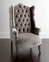 Haute House Isabella Rosette Wingback Chair In Gray