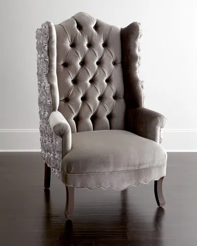 Haute House Isabella Rosette Wingback Chair In Gray