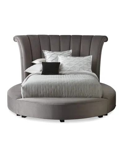 Haute House Katya Round California King Platform Bed In Dark Gray