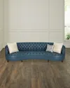 Haute House Magnolia Tufted Leather Sofa - 95" In Blue