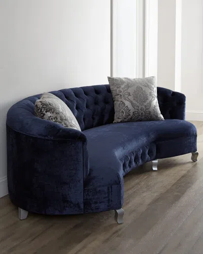 Haute House Majestic Jayne Tufted Sofa 114" In Navy