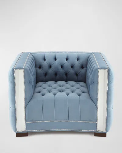 Haute House Manhattan Mirrored-trim Chair In Blue