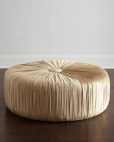 Haute House Pasha Round Ottoman In Taupe