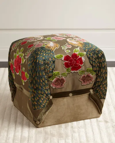 Haute House Peacock Cube Ottoman In Sage