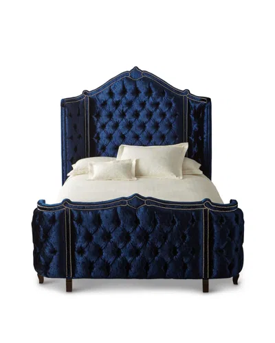 Haute House Penelope Crushed Velvet King Bed In Navy
