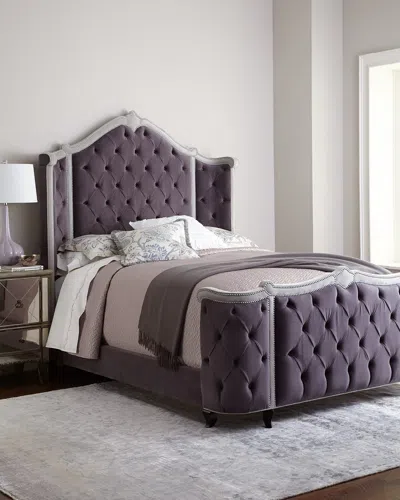 Haute House Penelope King Bed In Plum/gray