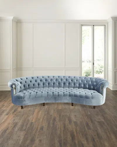 Haute House Rebecca Mirrored Tufted Sofa 122" In Silver Blue