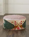 Haute House Round Blush Peacock Ottoman In Pink