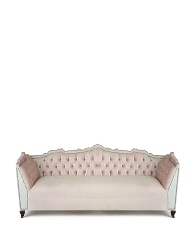 Haute House Santiago Mirrored Sofa 88" In Blush