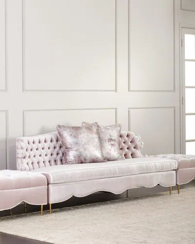 Haute House Valentina Sofa, 83" And Two Tufted Ottomans In Blush