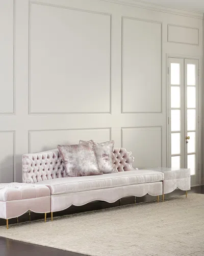 Haute House Valentina Sofa, Ottoman, And Marble-top Side Table In Blush