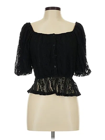 Pre-owned Haute Monde 3/4 Sleeve Blouse In Black
