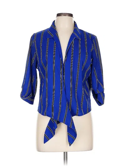 Pre-owned Haute Monde 3/4 Sleeve Blouse In Blue