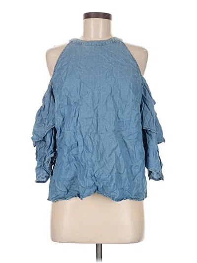 Pre-owned Haute Monde 3/4 Sleeve Blouse In Blue