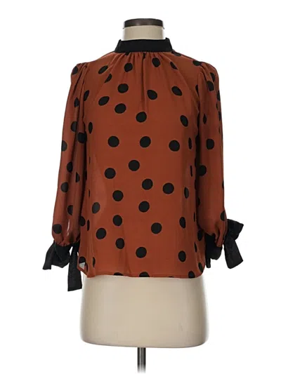 Pre-owned Haute Monde 3/4 Sleeve Blouse In Brown