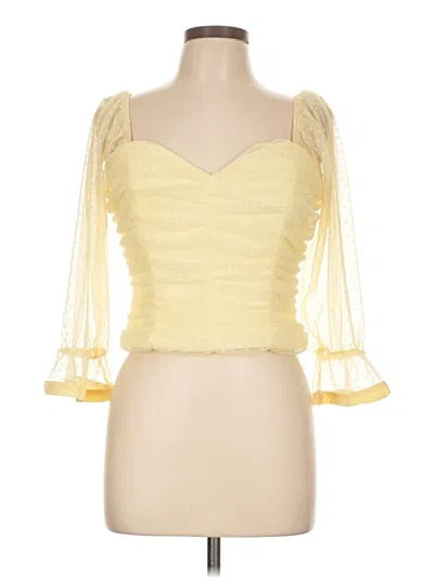 Pre-owned Haute Monde 3/4 Sleeve Blouse In Yellow