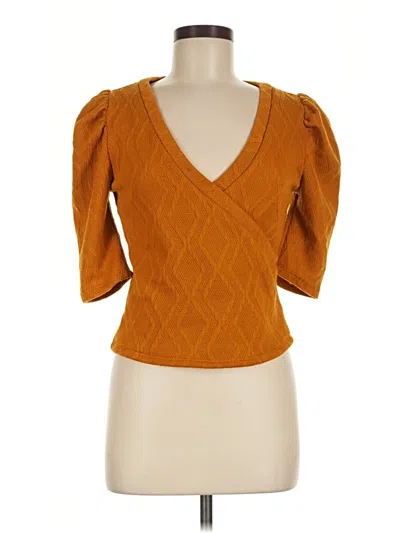 Pre-owned Haute Monde 3/4 Sleeve Top Orange Sweetheart Neckline Tops