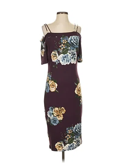 Pre-owned Haute Monde Cocktail Dress In Burgundy