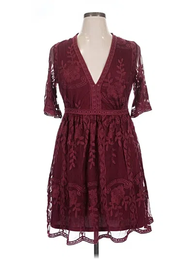 Pre-owned Haute Monde Cocktail Dress In Burgundy