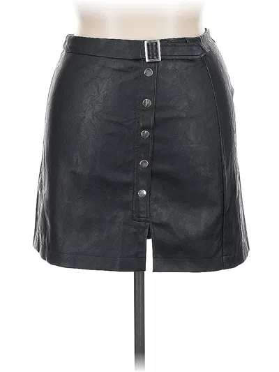 Pre-owned Haute Monde Faux Leather Skirt In Black