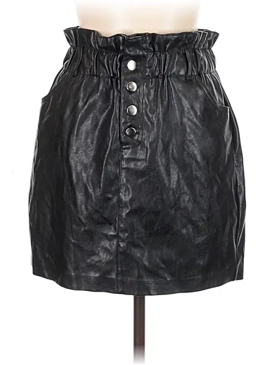 Pre-owned Haute Monde Faux Leather Skirt In Black