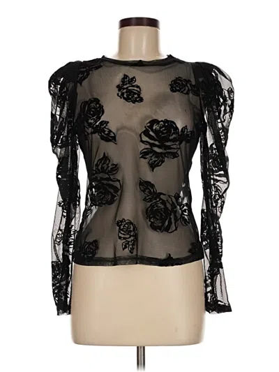 Pre-owned Haute Monde Long Sleeve Blouse In Black