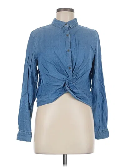 Pre-owned Haute Monde Long Sleeve Blouse In Blue
