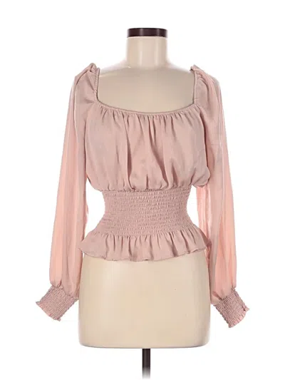 Pre-owned Haute Monde Long Sleeve Blouse In Pink