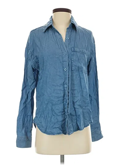 Pre-owned Haute Monde Long Sleeve Button Down Shirt In Blue