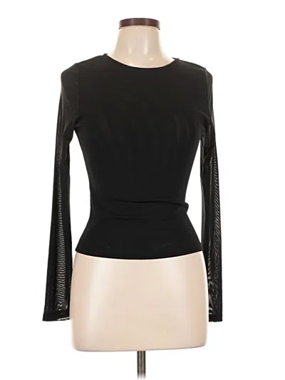 Pre-owned Haute Monde Long Sleeve Top Black Boatneck Tops
