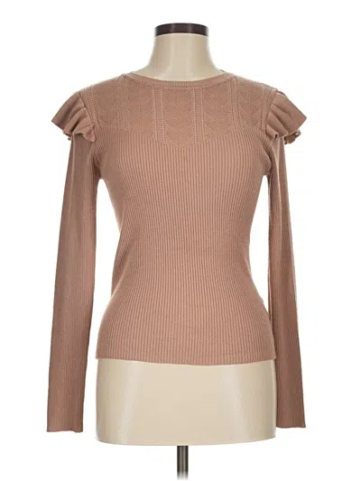 Pre-owned Haute Monde Long Sleeve Top Tan Turtleneck Tops