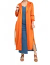 Haute Monde Satin Trench Coat In Orange In Orange
