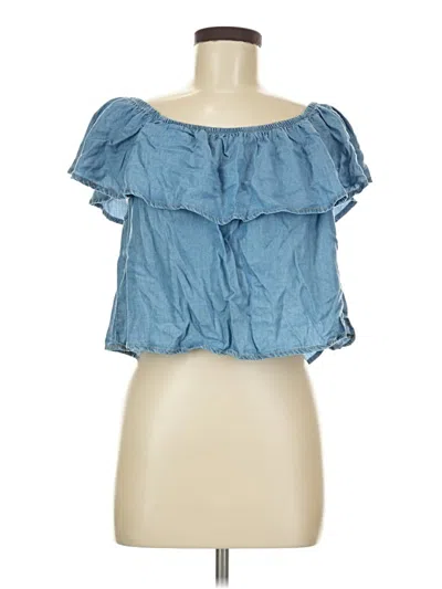 Pre-owned Haute Monde Short Sleeve Blouse In Blue