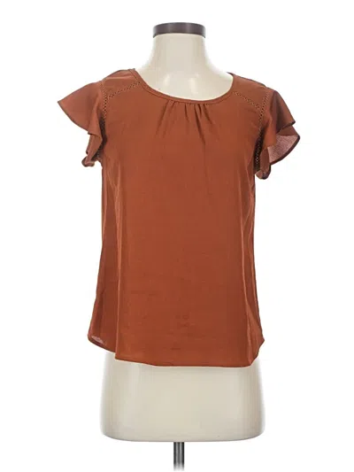 Pre-owned Haute Monde Short Sleeve Blouse In Brown