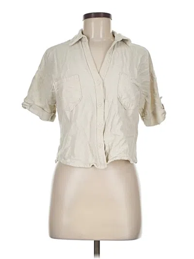 Pre-owned Haute Monde Short Sleeve Blouse In Ivory