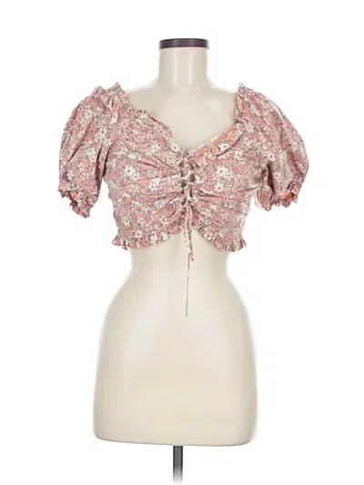 Pre-owned Haute Monde Short Sleeve Blouse In Pink