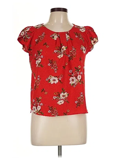 Pre-owned Haute Monde Short Sleeve Blouse In Red