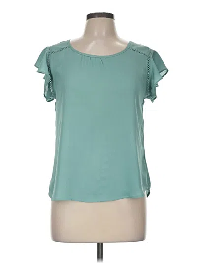 Pre-owned Haute Monde Short Sleeve Blouse In Teal