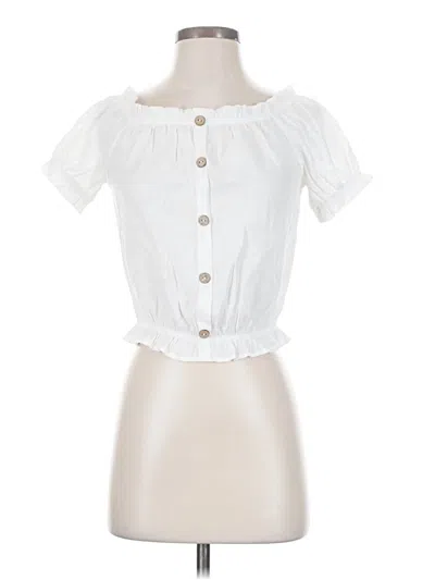 Pre-owned Haute Monde Short Sleeve Blouse In White