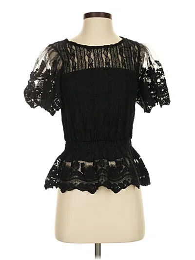 Pre-owned Haute Monde Short Sleeve Top Black Sweetheart Neckline Tops