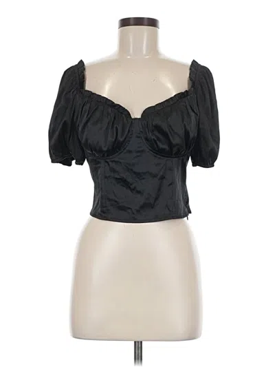 Pre-owned Haute Monde Short Sleeve Top Black Sweetheart Neckline Tops