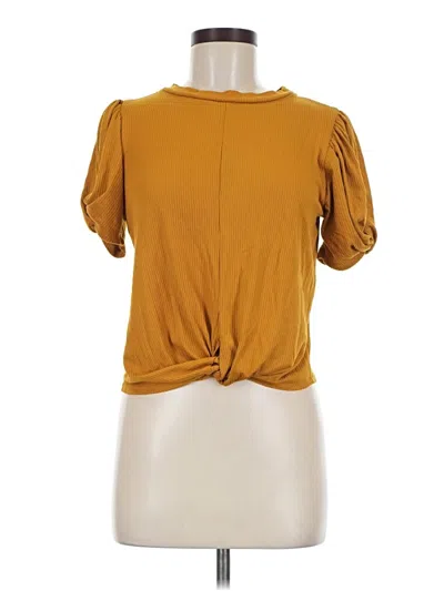 Pre-owned Haute Monde Short Sleeve Top Gold Keyhole Neckline Tops