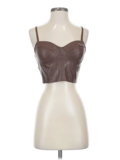 Pre-owned Haute Monde Sleeveless Top Brown Sweetheart Neckline Tops