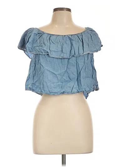 Pre-owned Haute Monde Tube Top Blue Strapless Neckline Tops