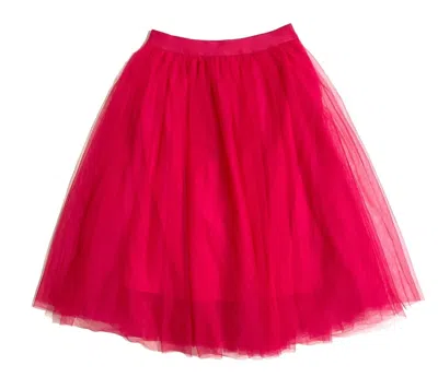 Haute Monde Women's Tulle Elastic Waist Midi Skirt In Hot Pink