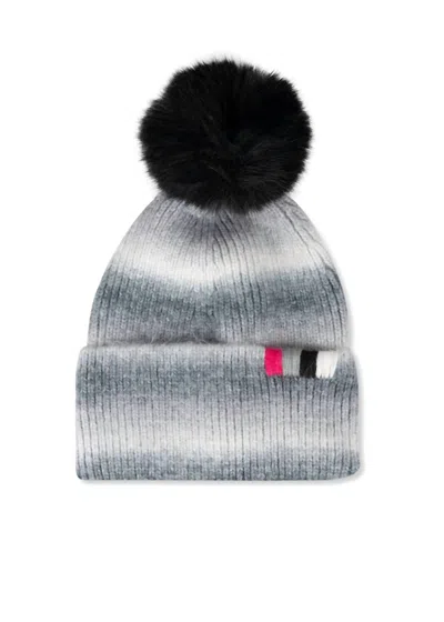 Haute Shore City Beanie Faux Pom Pom In Black/grey